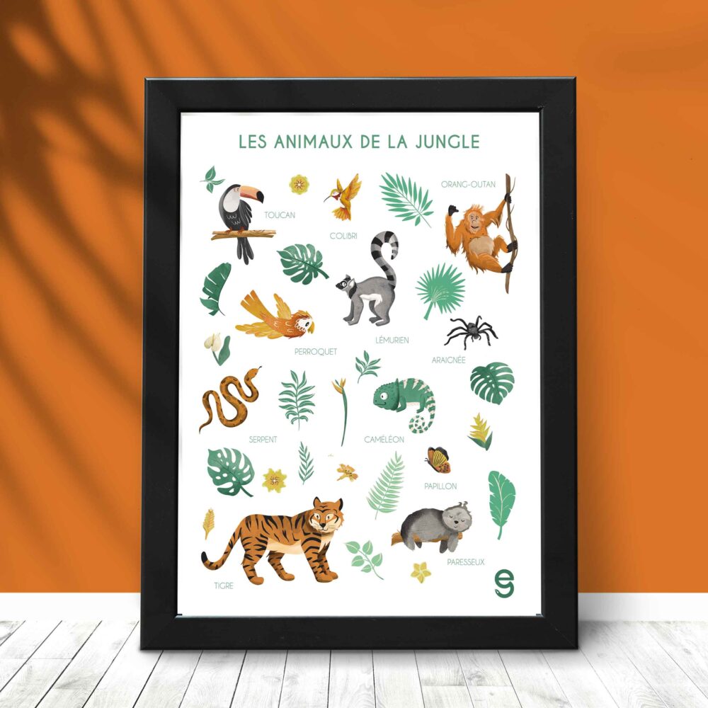 Affiche animaux de la jungle