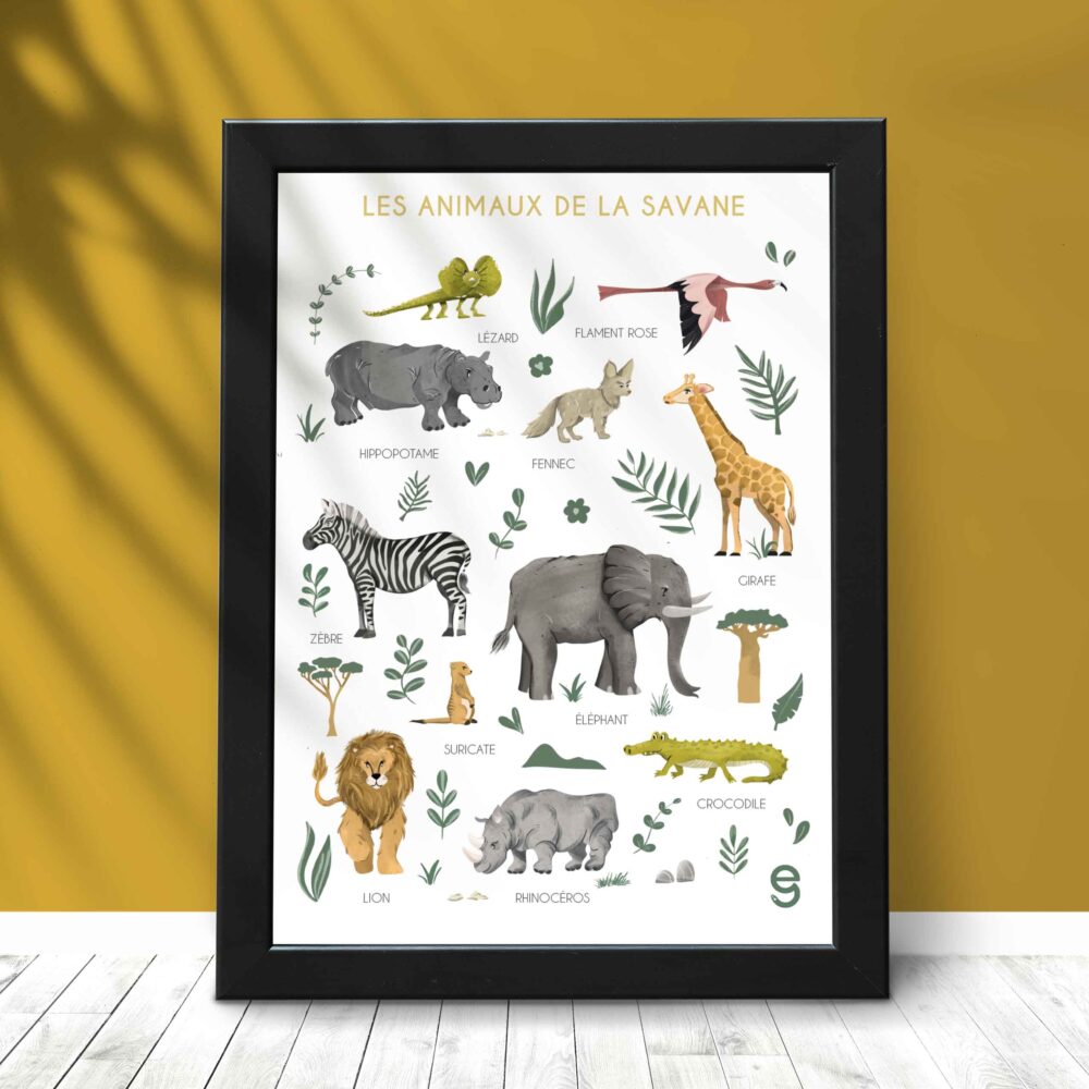 Affiche animaux de la savane